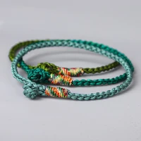 tibetan lama monk hand braided lucky knots rope super thin bracelet blessed by buddhist attracts all good things greencyan