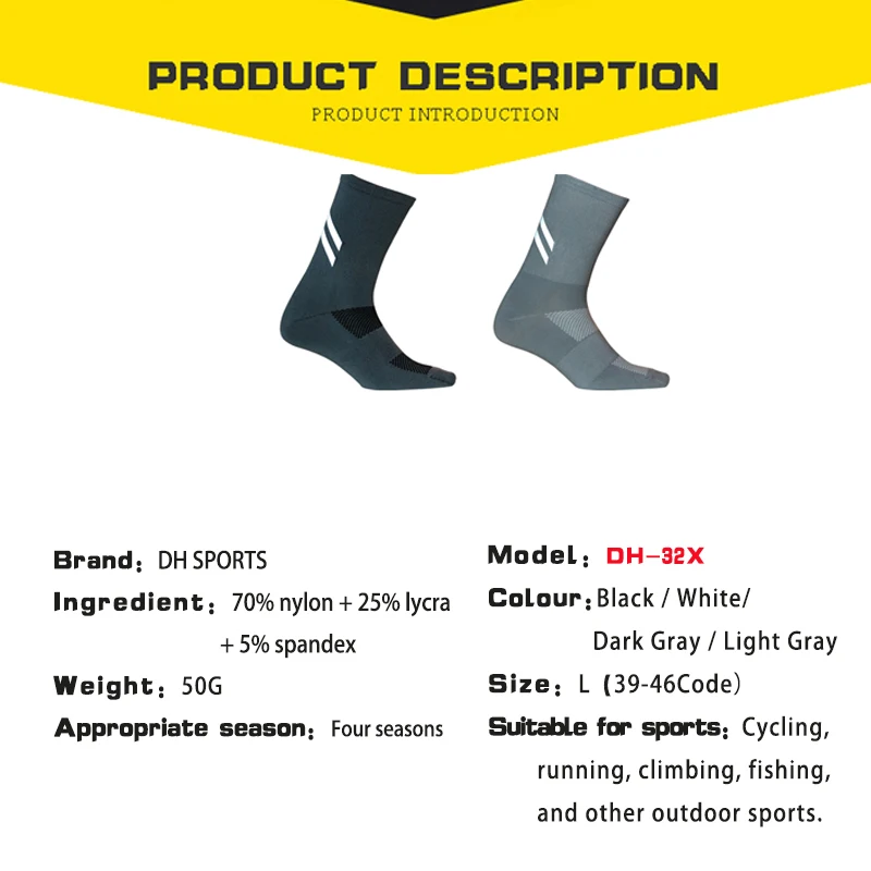 

Reflective Sport Socks High Quality Professional Brand Breathable Road Men And Women Outdoor Sports Racing Cycling Socks