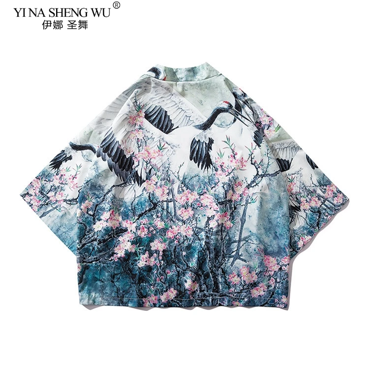 

Oriental Japanese Traditional Costumes Men Fashion Kimono Haori Cardigan for Woman Summer Thin Jacket Beach Wear Cloak Coat