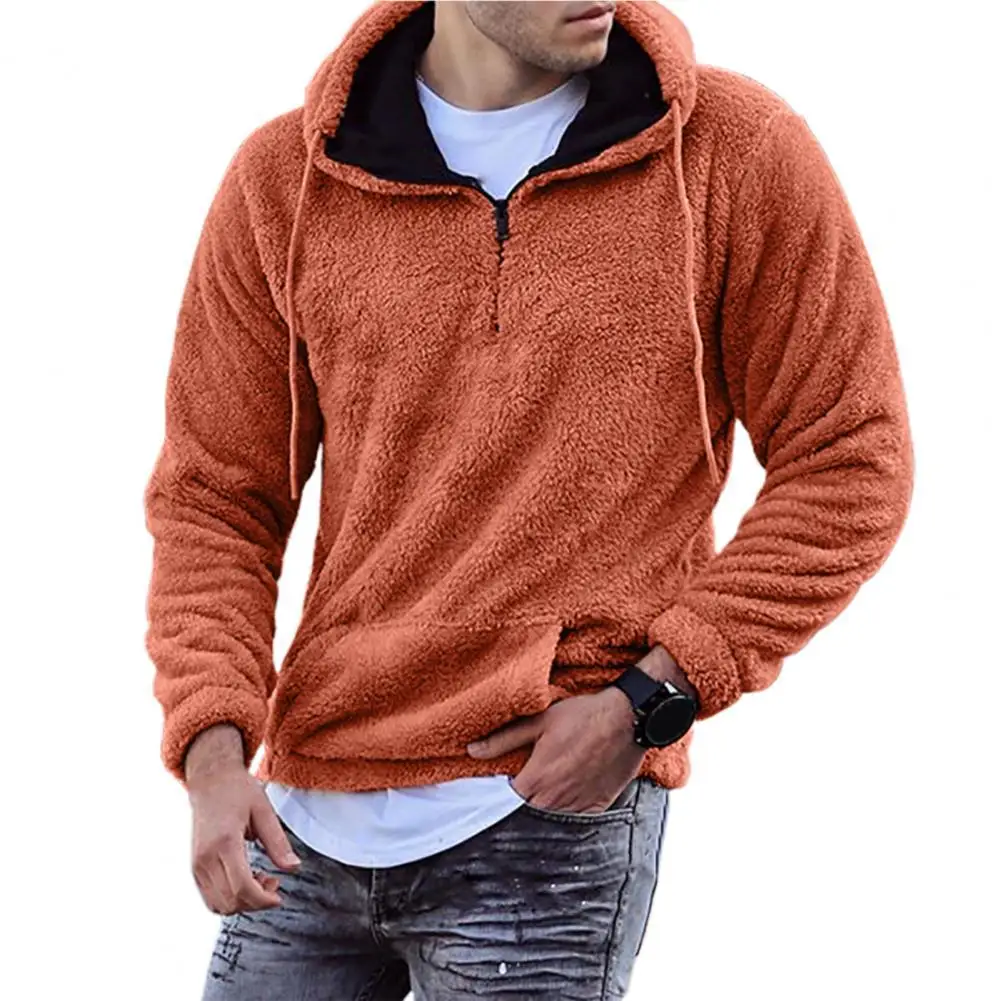 

Casual Men Sweatshirts Fuzzy Slim Fit Hooded Polyester Loose Fashion Soft Men Autumn Hoodie Sweatshirts for Daily Wear
