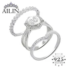 AILIN женское Монограмма на заказ кольца из серебра 925 пробы 1-3 Начальная буква обручальное кольцо для пары наборы с кубическим цирконием ювелирные изделия для помолвки
