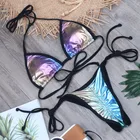 Пикантный мини микро бикини триангел пуш-ап бразильский комплект бикини Золотой Леопардовый бандажный купальник скрапбук Купальник для женщин