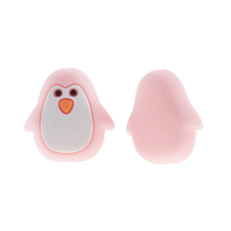 Cuentas de dentici&oacute;n para beb&eacute;, mordedor de ping&uuml;ino de silicona sin BPA para reci&eacute;n nacido, cadena de chupete, accesorios para enfermera, joyer&iacute;a para masticar, 10 piezas-2