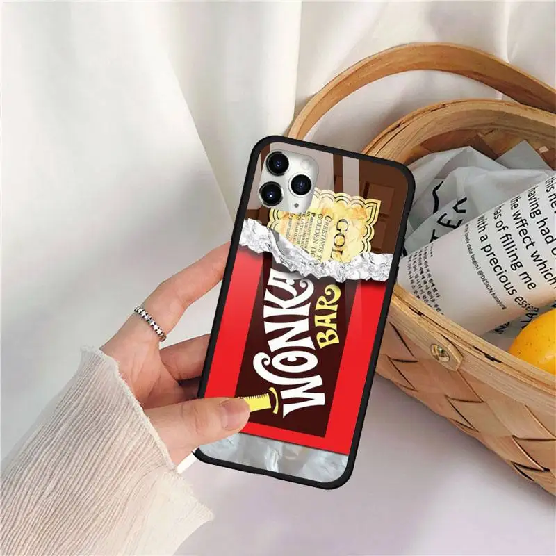 

Creative Willy Wonka Chocolate Bar Phone Case Tempered glass For iphone 11 12 PRO MAX X XS XR 5C 6 6S 7 8 plus