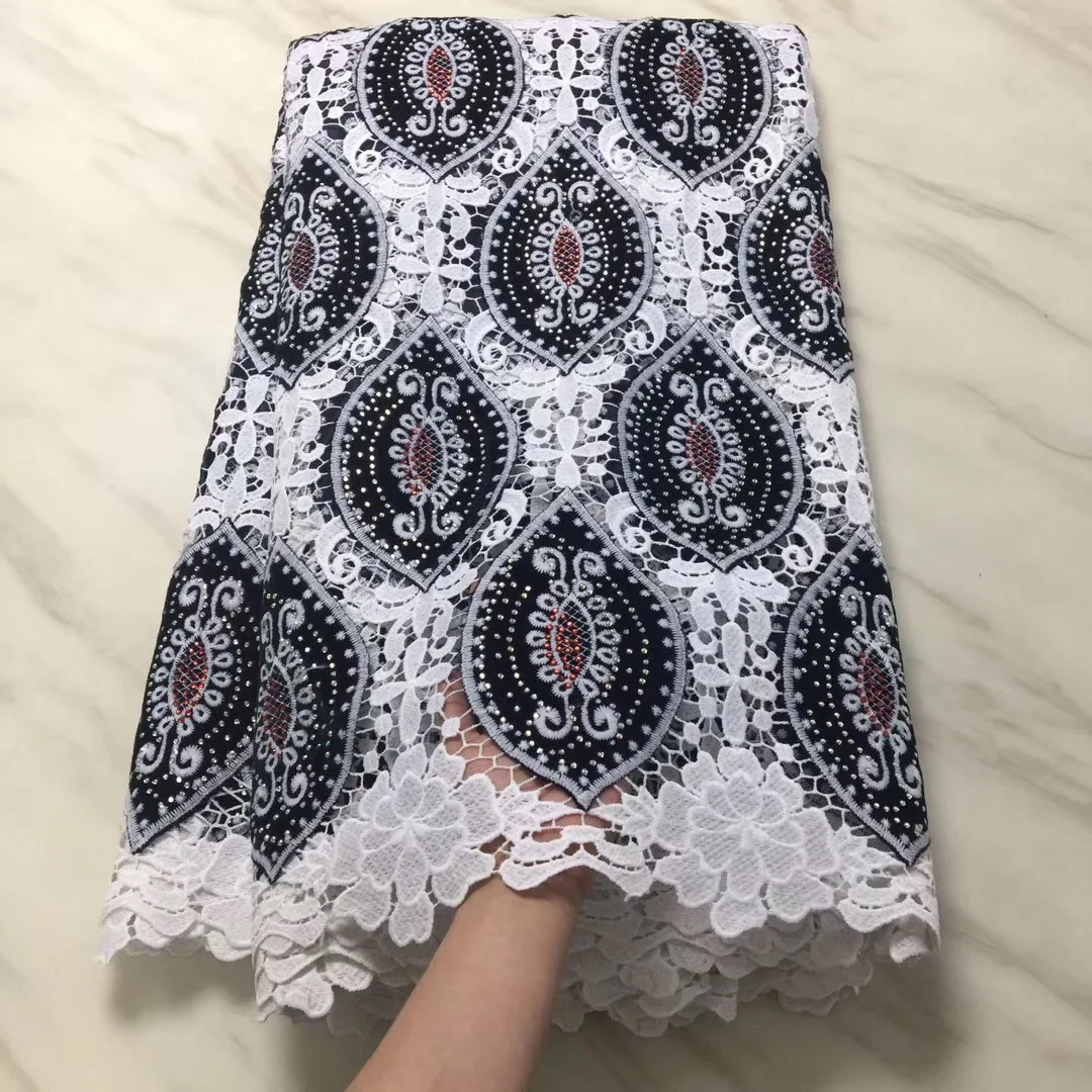 

High Quality Guipure Lace Fabric Fushia Color African Cord Lace Wholesale Price Tulle lace fabric With Stones For Party PL29651