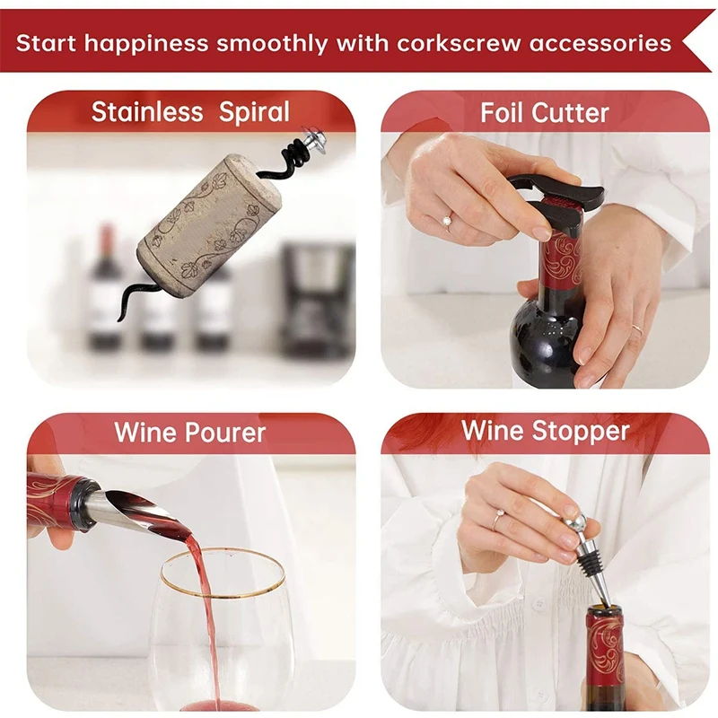

Rabbit Wine Bottle Opener Corkscrew Set Rabbit Wine Opener Kit with Foil Cutter Wine Stopper& Extra Spiral