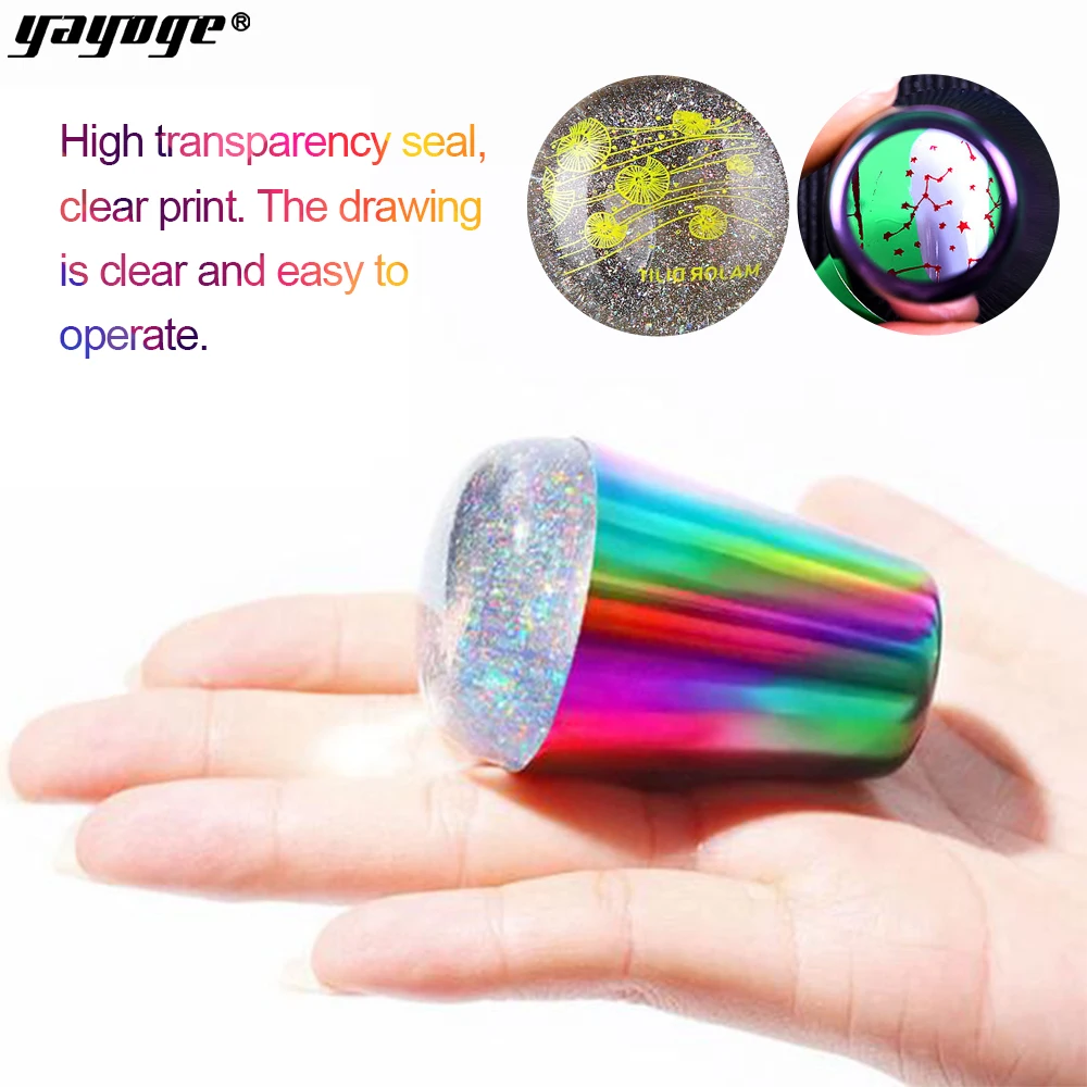 YAYOGE 1 набор ручка голографический прозрачный штамп для ногтей штамповки