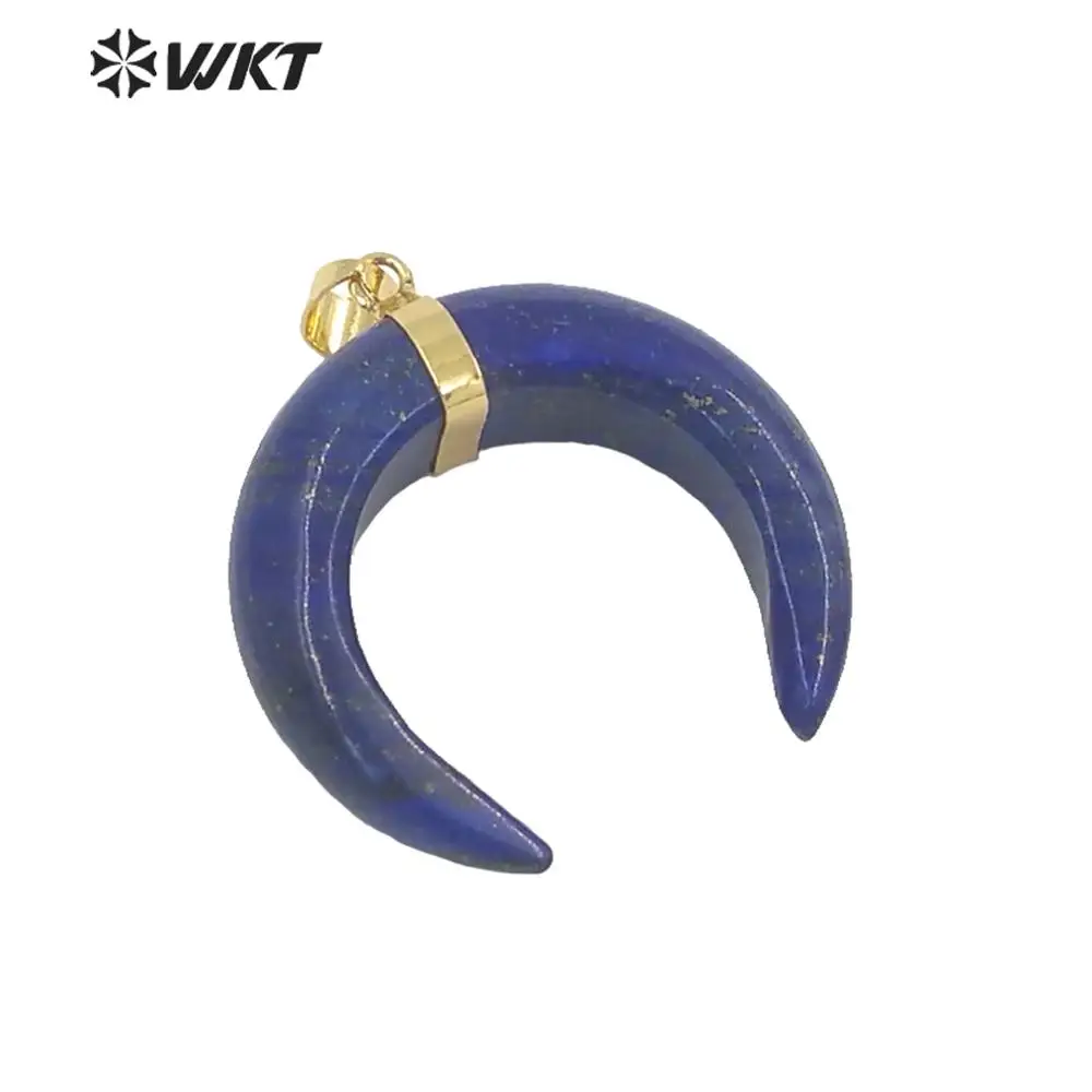 WT-P988 модный дизайн натуральный синий лазурит камень кулон Лидер продаж полумесяц