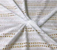 cotton lace fabric off white fabric embroidered flower lace fabric hollowed out fabric with bilateral scalloped