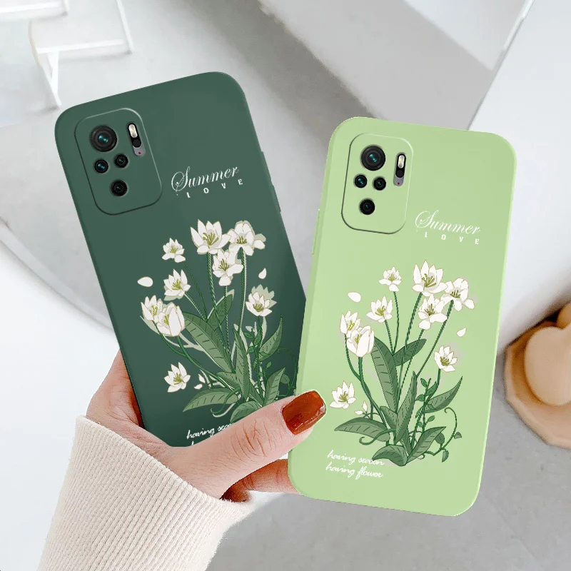 

White Lily Soft Case For Xiaomi Redmi Note 10 10S 9T 9 8 7 Pro Max Redmi 9 9A 9T K40 K30 K20 Pro Liquid Silicone Phone Cover