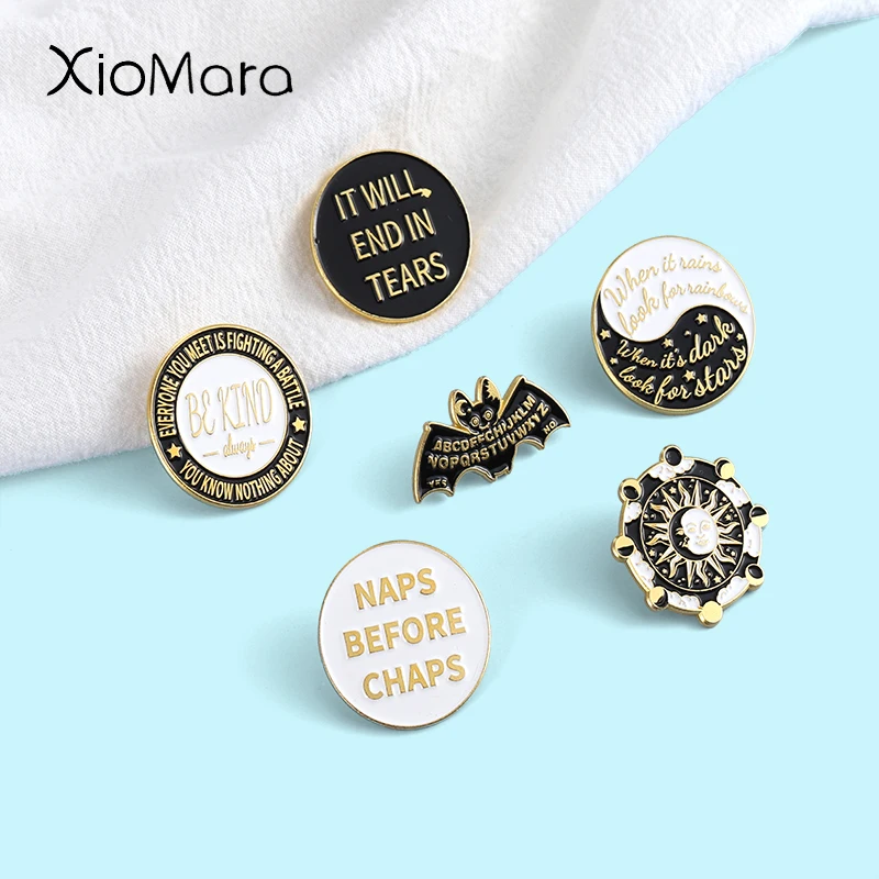 Эмалированные булавки Sentence бижутерия летучая мышь перед тем как закончится