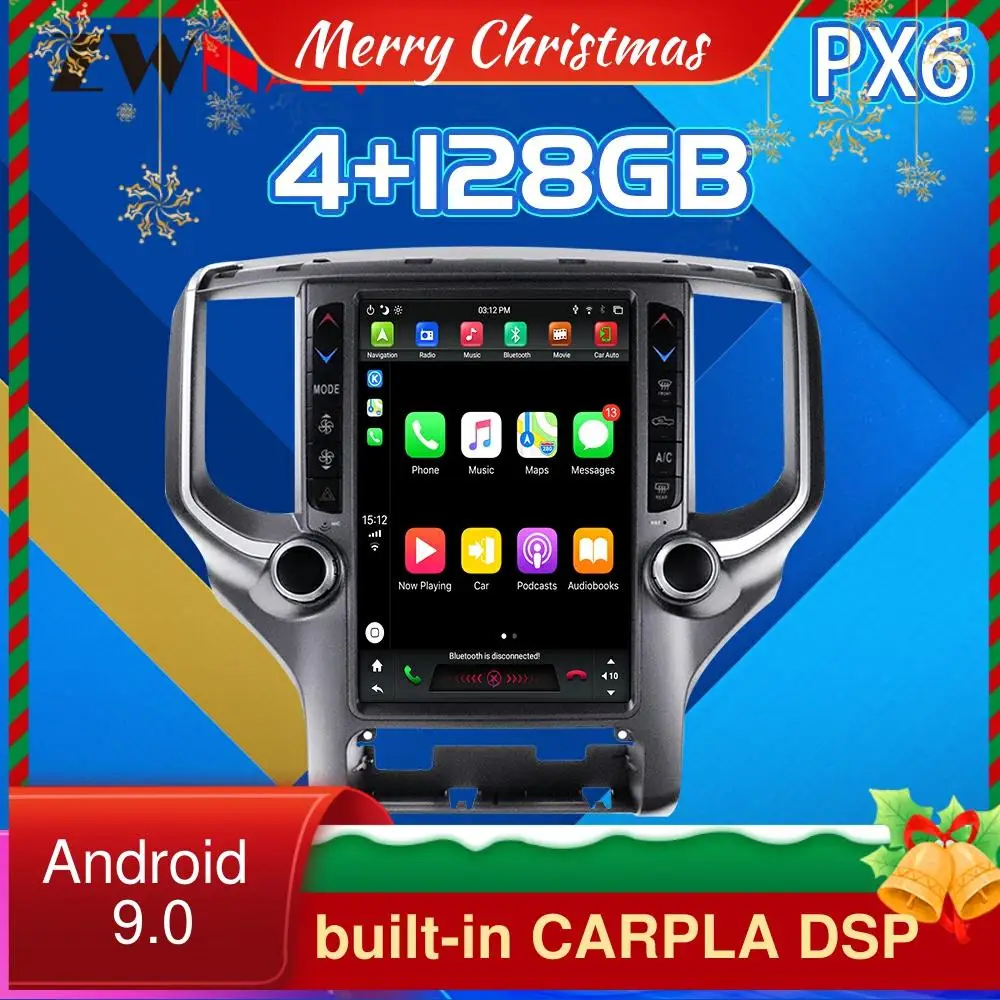 

PX6 4G128G Android Tesla Screen For Dodge RAM 1500 Car Multimedia Player GPS Navi Audio Radio Auto Stereo Head Unit 2018-2020