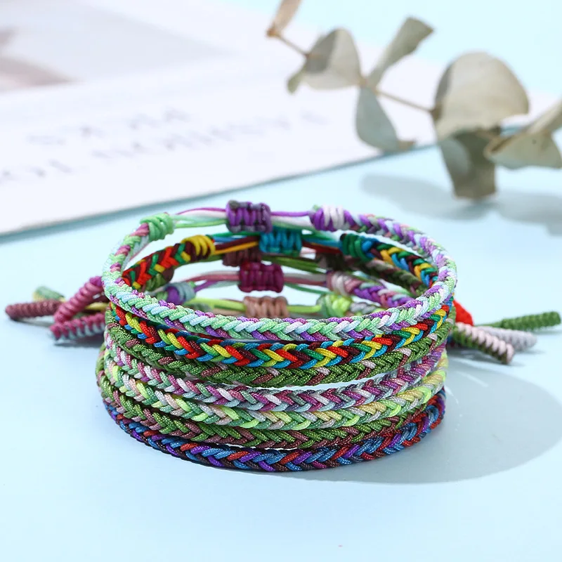 

Meetvii тибетский буддийский счастливый четырехсторонний Будда Браслеты и браслеты для женщин и мужчин ручной работы узелки веревки браслеты ...