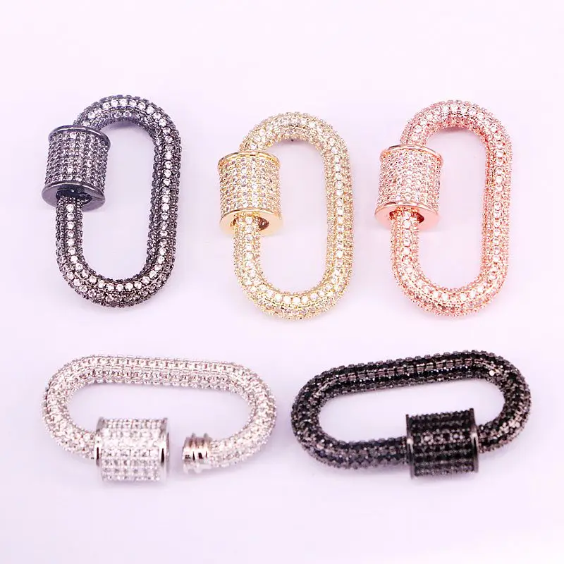 4 шт. большая застежка овальной формы с микрозакрепкой из фианита золото родий