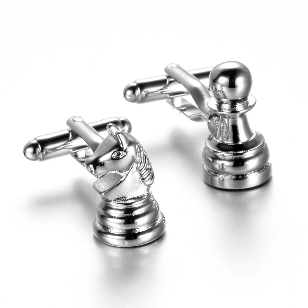

Vintage Silver Color Chess Shape Men's Shirt Cufflinks Cuff Links Jewelry Gifts