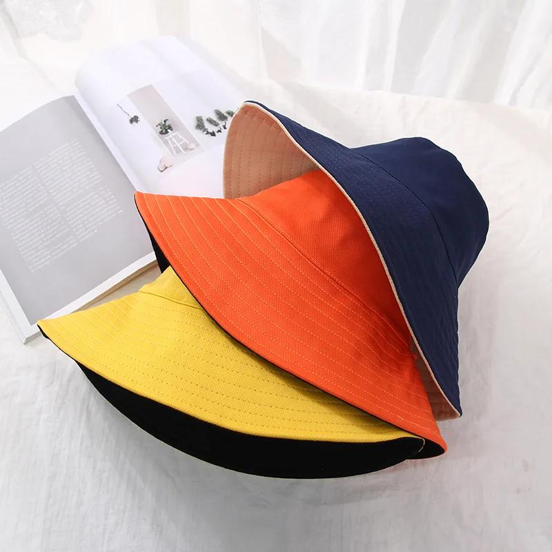 

Doitbest Summer women Bucket fishing Hats Sunscreen sun cap Simple wild double-sided solid Spring lady fisherman hat