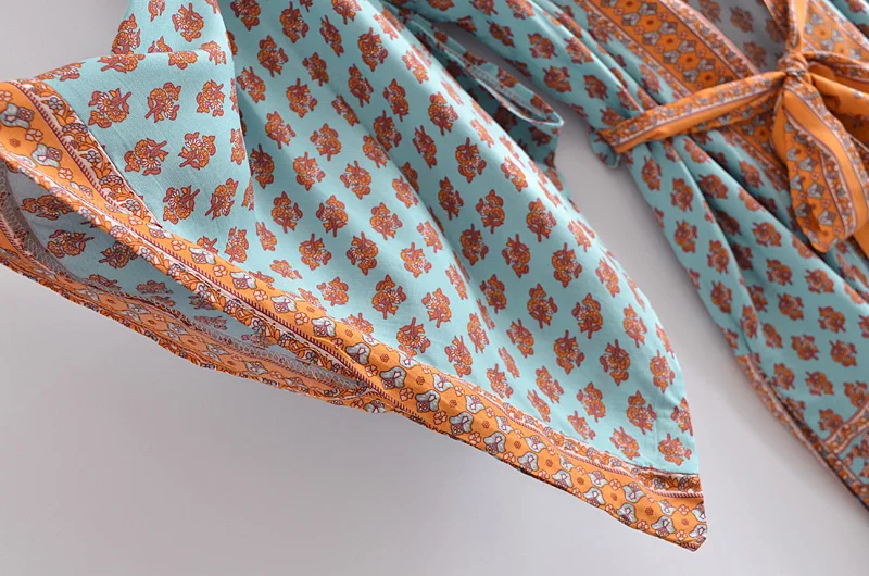 Женское богемное кимоно с цветочным принтом V образным вырезом и рукавом летучая