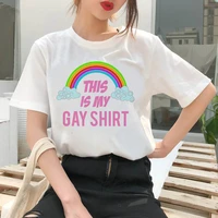 women print rainbow round neck short sleeve graphic tees summer ladies t shirt casual regular women top tshirt