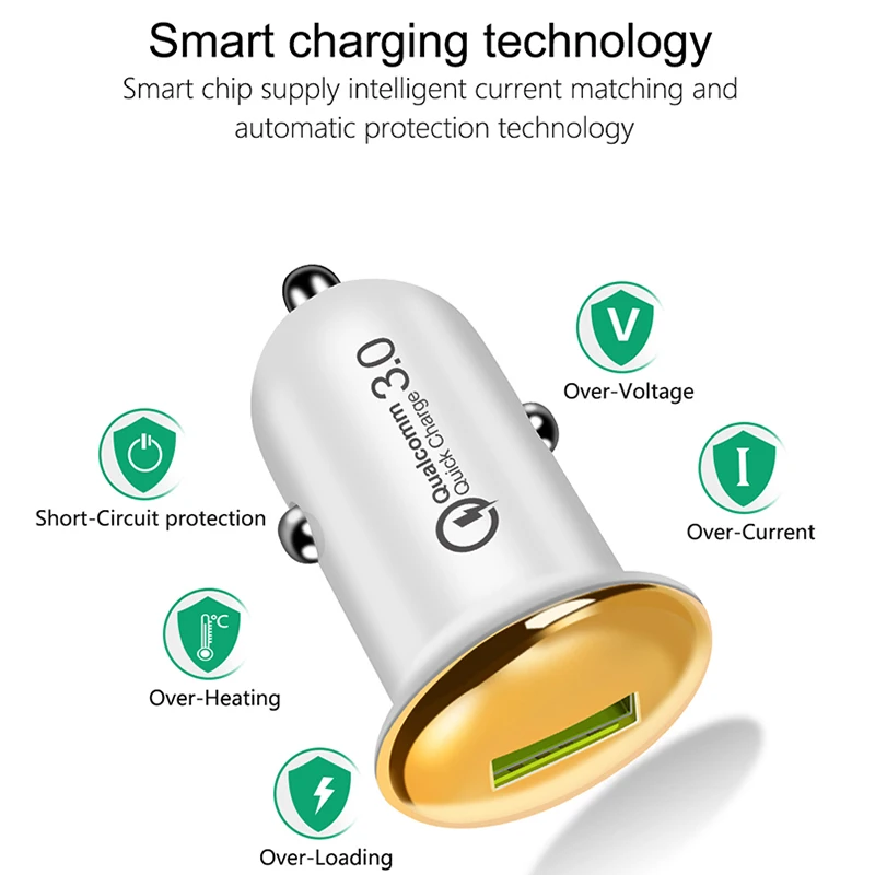 Автомобильное зарядное устройство USB быстрое 3 0 мини автомобильный