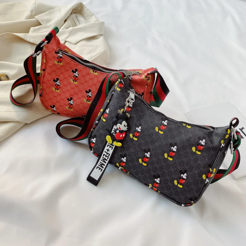

Disney 2021 New Ladies Bags Korean Version of Mickey Oblique Bag Large Capacity Shoulder Bag Gifts for Girls Wallets for Women