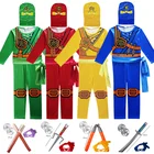 Костюмы для косплея Ninjago, комбинезон для мальчиков и девочек, комплект оружия, аниме косплей, детская одежда для Хэллоуина и рождественской вечеринки