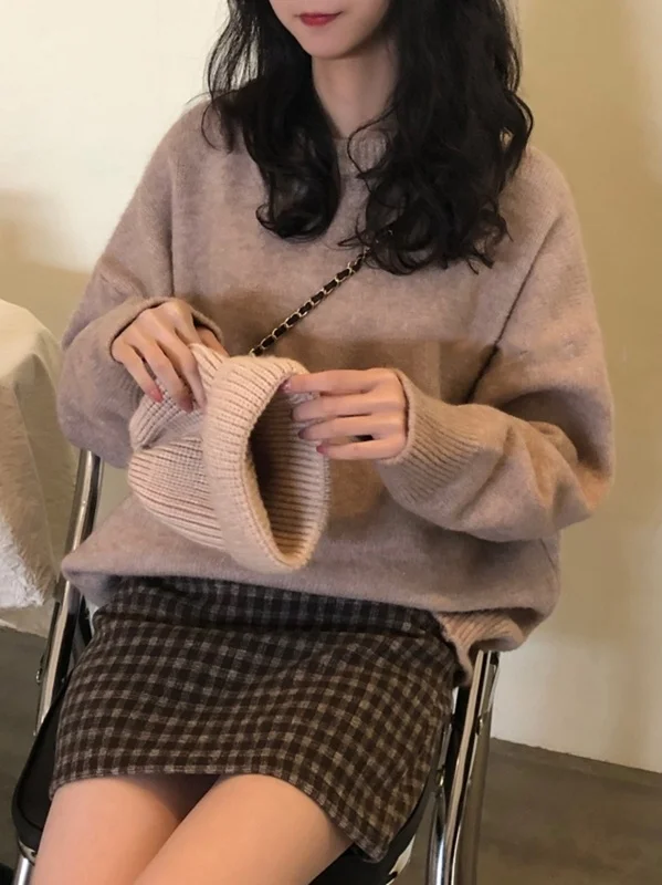 

Winter Style 2021 Blue Basic Style round Neck
