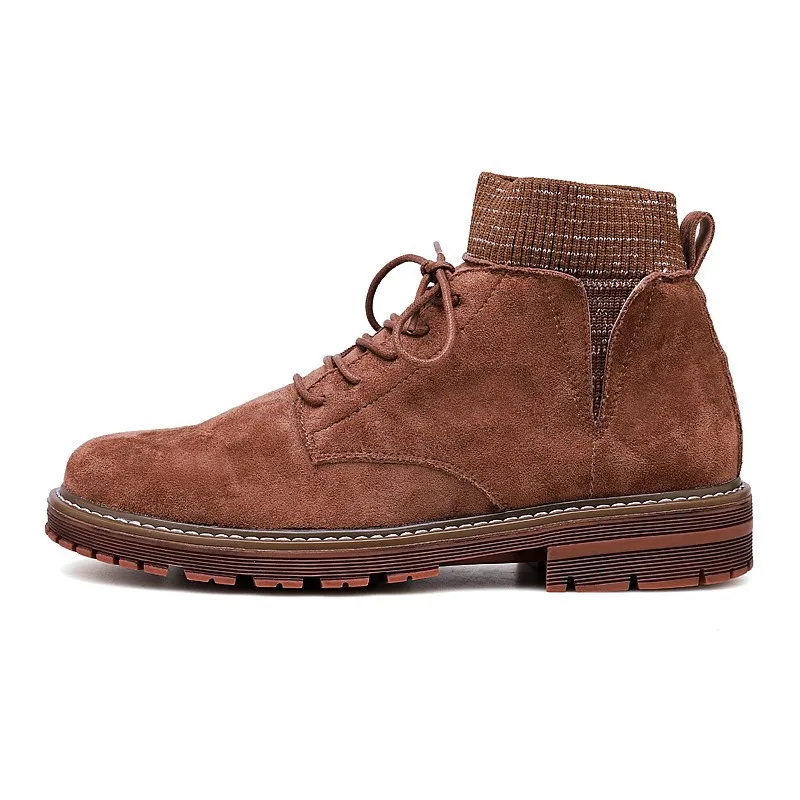 Мужские ботинки из натуральной кожи с высоким берцем в британском стиле теплая