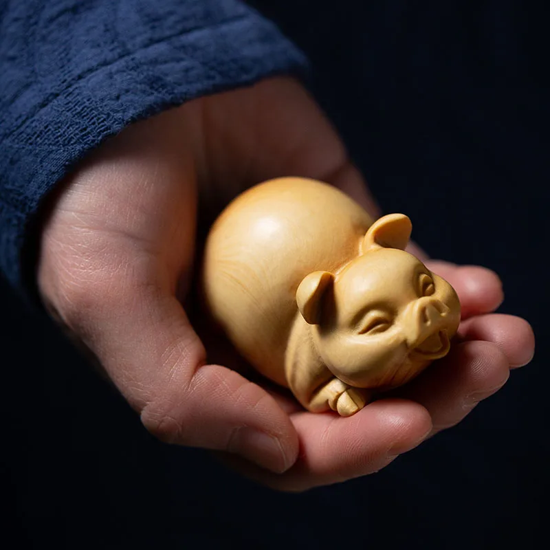7 см маленькие фигурки милых свиней новые деревянные статуя в форме знака зодиака