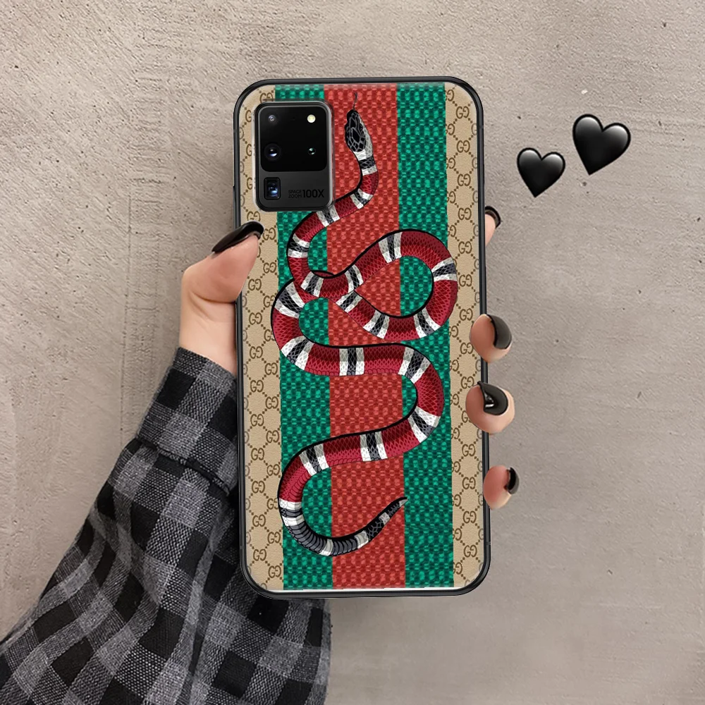

brand fashion snake Phone case For Samsung Galaxy Note 4 8 9 10 20 S8 S9 S10 S10E S20 Plus UITRA Ultra black art hoesjes 3D