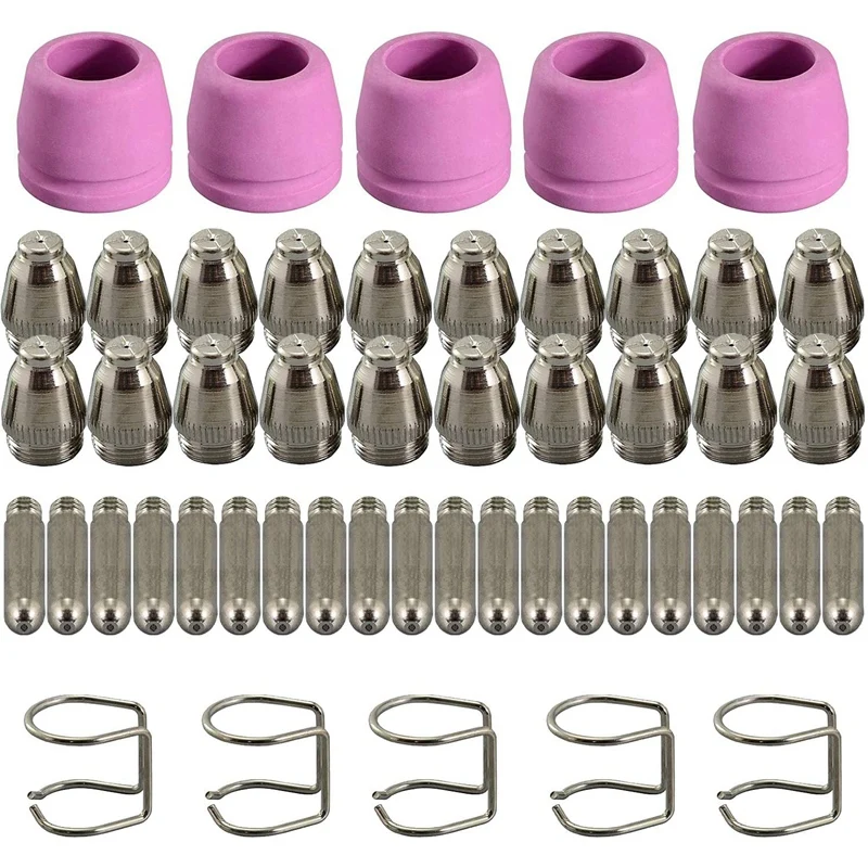 

SG-55 AG-60 WSD-60 Plasma Cutting Machine Consumables Plasma Cutting Torch Nozzle Electrode Wearing Parts Kit 50Pcs