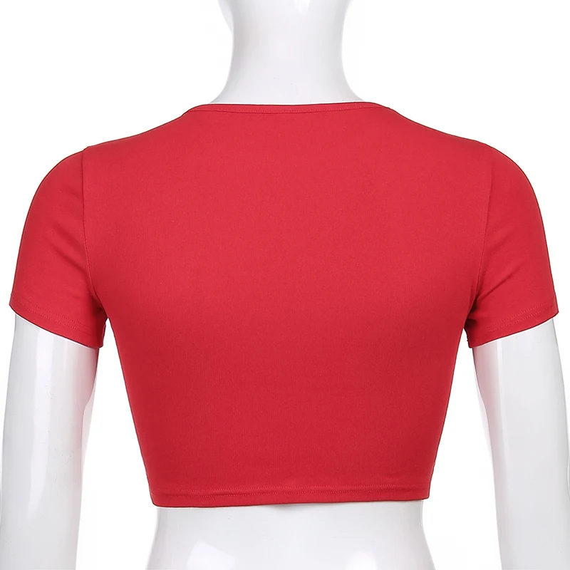 

YICIYA Heart Crystal Sweat Cute Y2K Crop Top Tshirt Summer Fashion Cotton T-shirt Ladies Red Basic Tee Shirt 90s Streetwear 2021