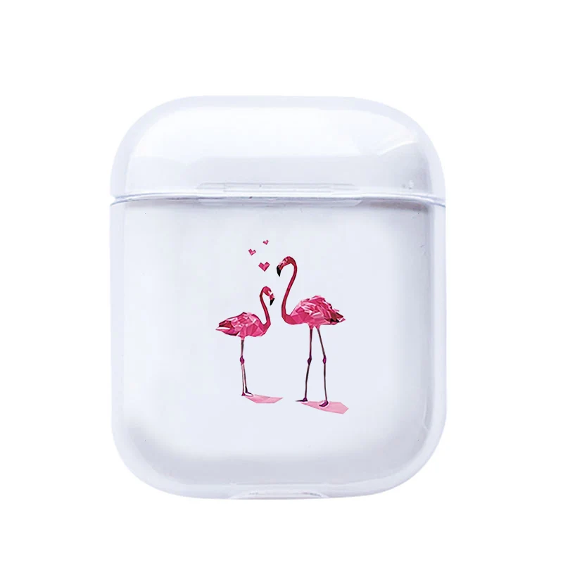 Прозрачный симпатичный мультяшный фламинго для Apple Airpods 1/2 чехол прозрачный