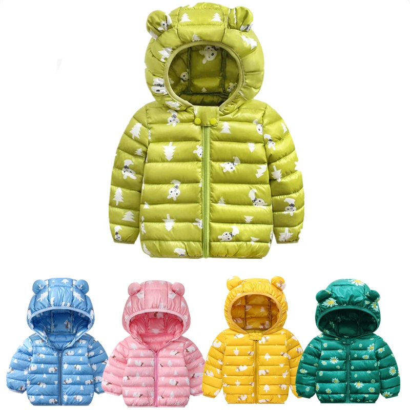 Зимнее Детское пальто Пуховик Детская куртка бомбер Ветровка с капюшоном для