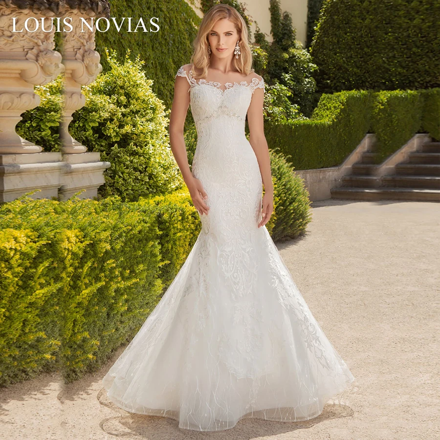 

LOUIS NOVIAS Mermaid V-neck Tight Wide Belt Hip Fantasy Sexy Dress Open Back Delicate Embroidery Fantasy Lace Pattern