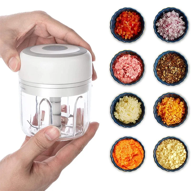 

100/250ml Garlic Masher Press USB Wireless Electric Mincer Vegetable Chili Meat Grinder Food Crusher Chopper Kitchen Accessories