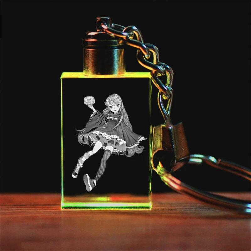 COSANER Mahou Shoujo Square Anime LED Key Chains Keyring Crystal Keychain Light Keyholder Unisex Customized Gifts | Украшения и