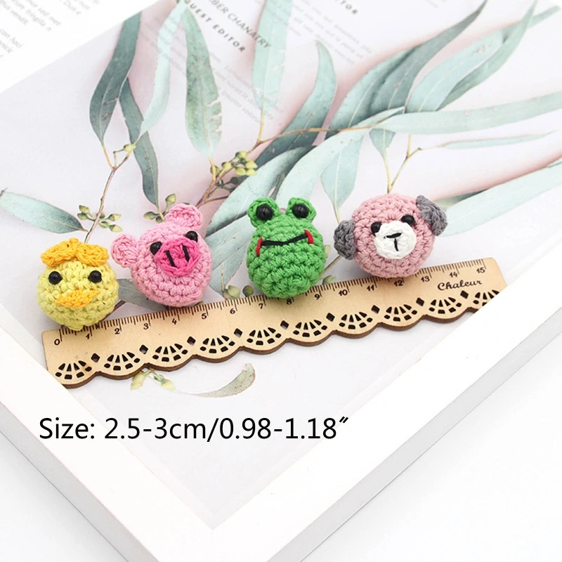 

5 Pcs/Pack Handmade Crochet Woolen Animal DIY Pacifier Clip Chain Accessories Cartoon Cute Head Baby Teething Soother Decoration