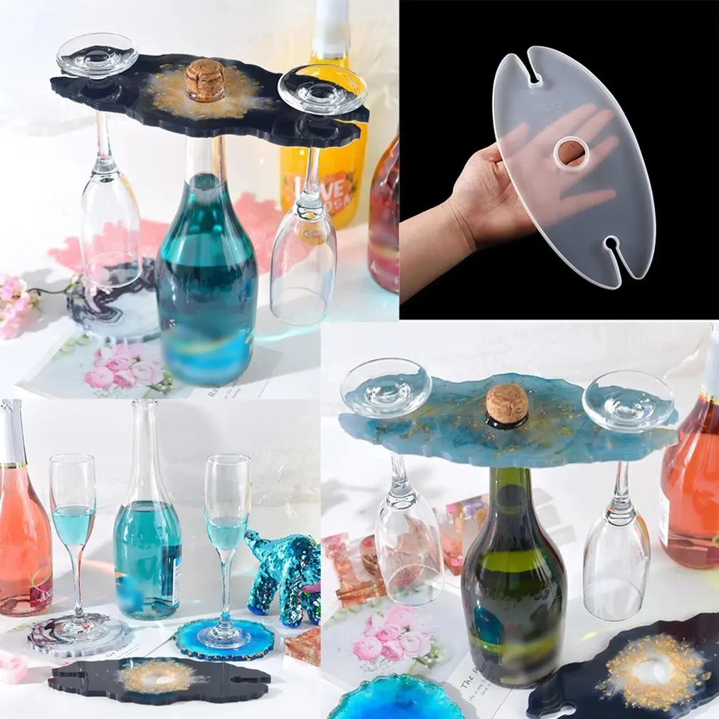 

Glue Mold For Wine Glass Holder Irregular Silicone Mold Special-shaped Wine Tray Handmade Crafts DIY Tool