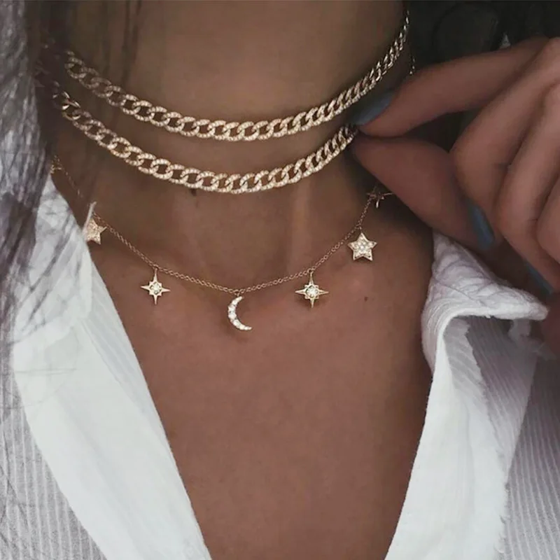 

LIMARIO Vintage MOOn Star Necklace For Women Gold Color Beads Pendants Necklaces Portrait Chokers 2021 Bohemian Jewelry Gift