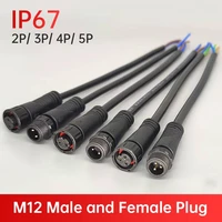 m12 waterproof connector cable 250v male female plug socket acdc 2pin 3pin 4pin 5pin connector led wire power connectors