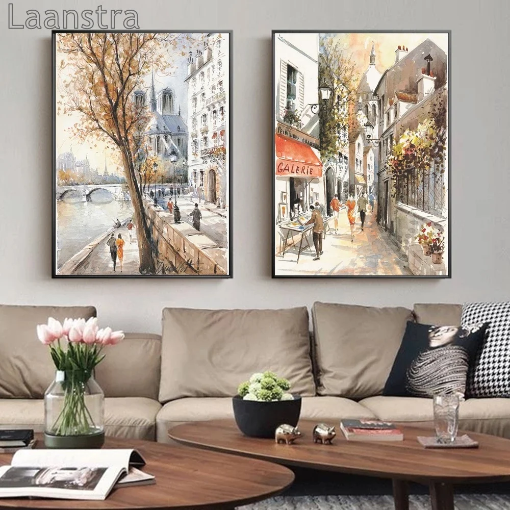 

Abstract Paris Street Seine Landscape Canvas Oil Painting On Poster and Prints Wall Picture for Living Room Nordic Decoration
