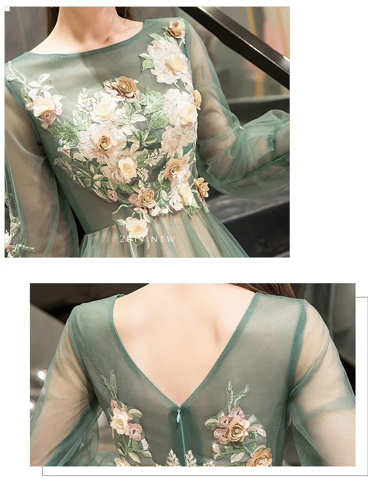 It's Yiiya Evening Dress Elegant O-Neck Appliques Plus Size Robe De Soiree Applieus Women Party Night Dresses E773