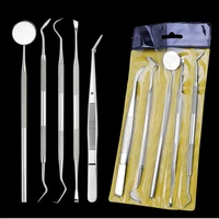 5pcs dental mirror stainless steel dental tool set mouth mirror dental kit instrument dental pick dentist prepare tool