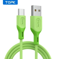 TOPK AN84 Micro USB Type Cable for XiaoMi redmi note Fast Charging Liquid Silicone Mobile Phone Data Cable for Samsung