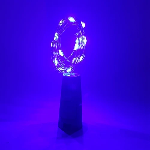 Blue Светодиодный светильник-гирлянда, 1 м, 2 м, медная проволока, Сказочная гирлянда, пробка для бутылки, для стеклянного ремесла, свадьбы, Рождества, Нового года, праздника, украшения - Испускаемый цвет: Blue
