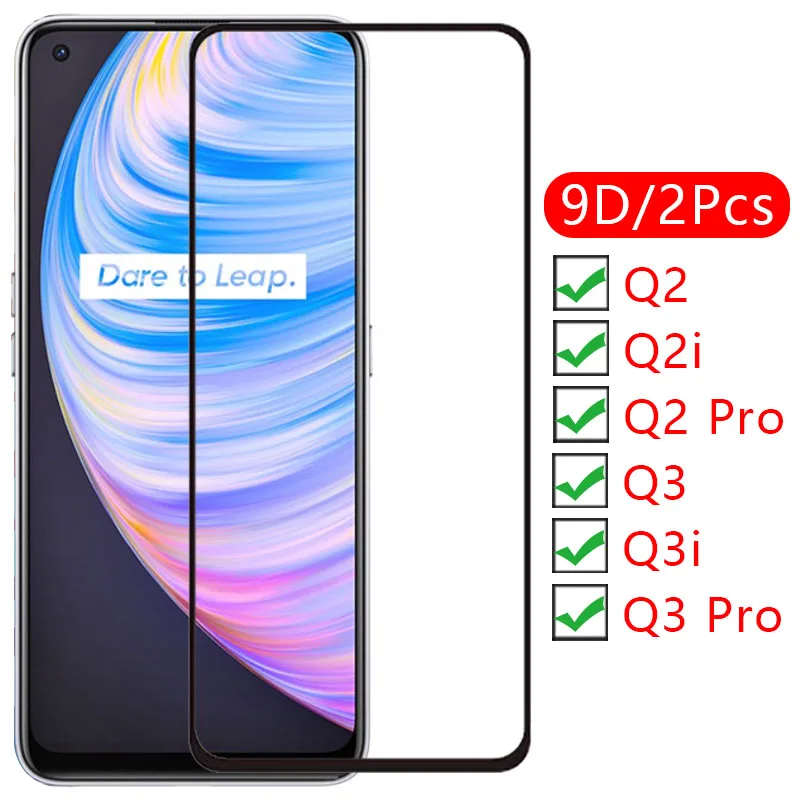 

Защитное стекло 9d для экрана, чехол из закаленного стекла для realme q2 q2i q3i q3 pro, задняя крышка для realmi q 2 3 i 2q 3q, защитный чехол для телефона