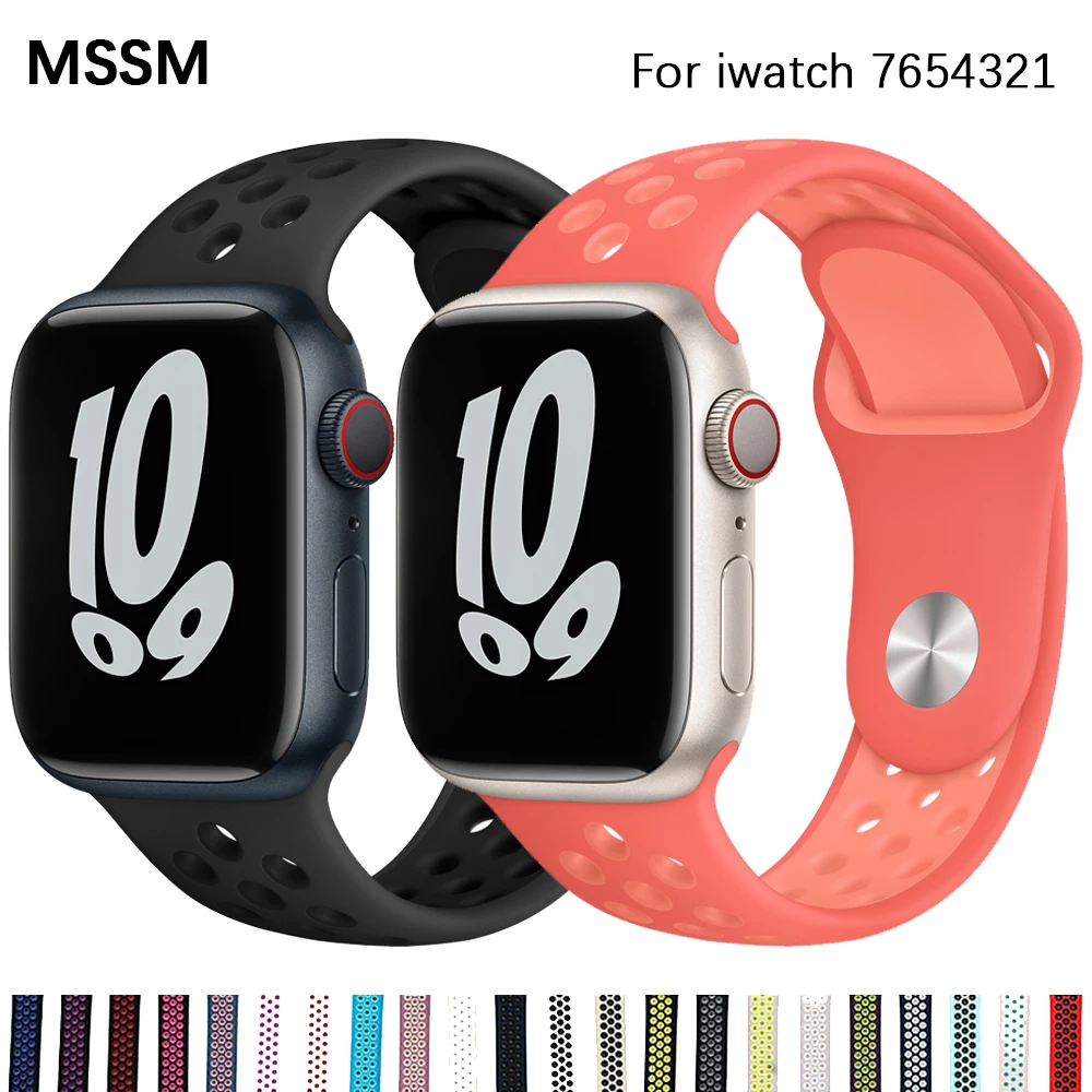 

Silicone Strap For apple Watch band 38 42 40mm 44mm 41mm 45mm Breathable Accessories Sports watchband bracelet iWatch 34567 se