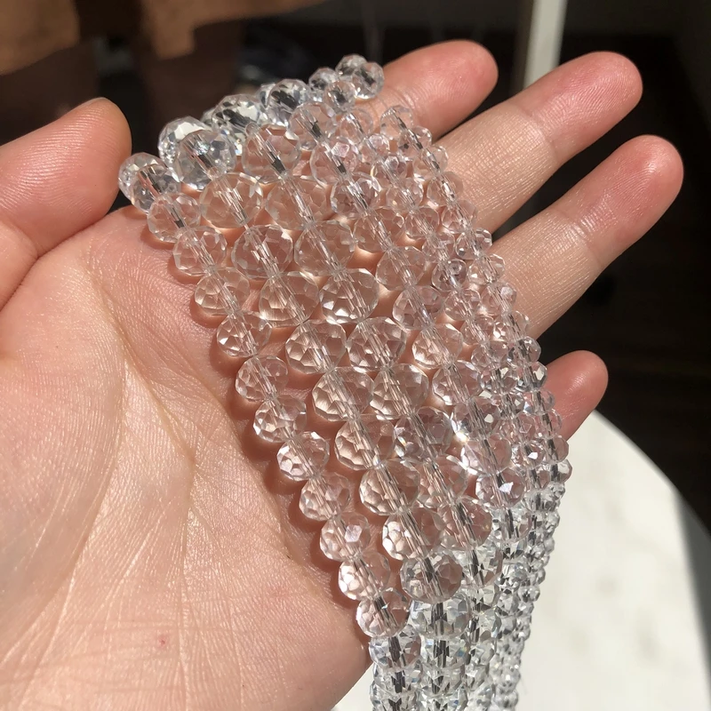 

Стеклянные бусины для браслетов 4/6/8/10/12 мм, граненые, белые, из австрийского хрусталя, круглые бусины россыпью, зеркальная нить для браслета