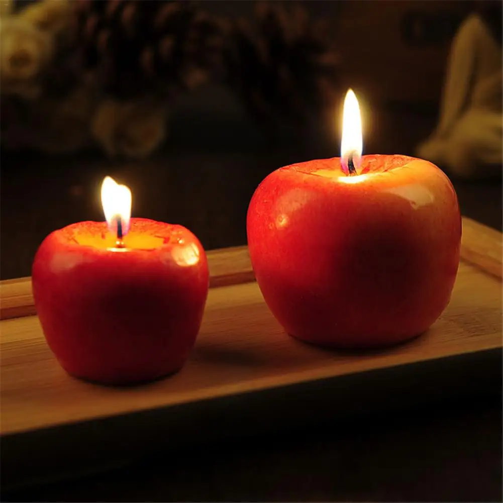 

1pc Red Apple Shaped Aromatherapy Candles Wedding Gift Home Decoration Valentine's Day Christmas Candle Lamp