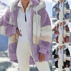 Лидер продаж, плюшевая куртка с капюшоном и длинным рукавом, Женская куртка на молнии, зимняя куртка, новое свободное шерстяное пальто, женская куртка